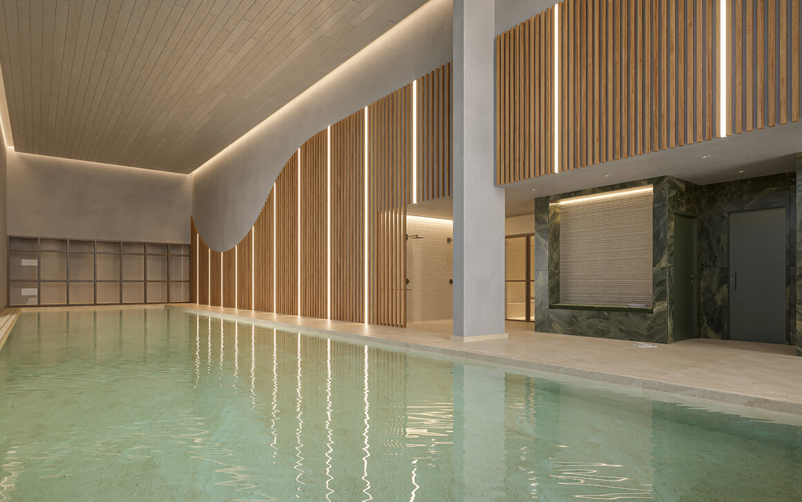 Perspectiva Ilustrada da Piscina Coberta